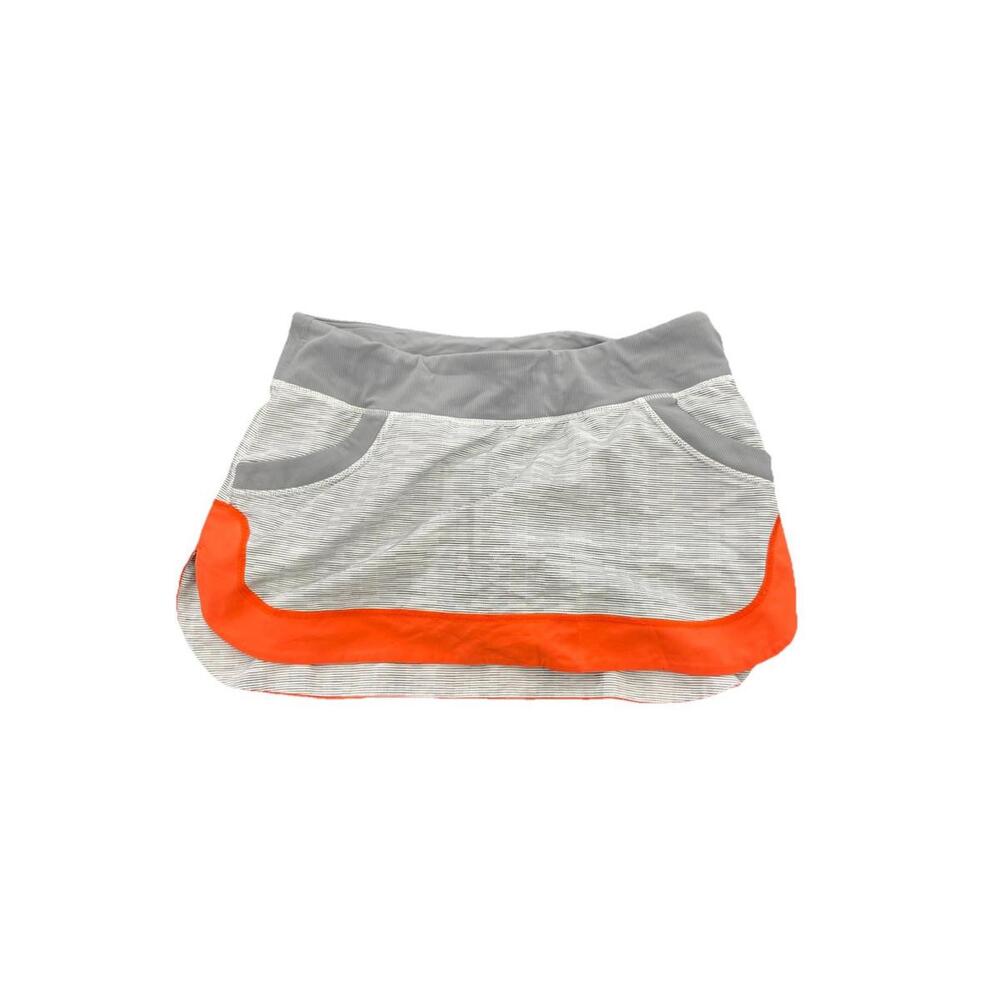 Lululemon 8 Run For All Skirt Fossil Wee Are From Space Dazzling Orange Gray H89